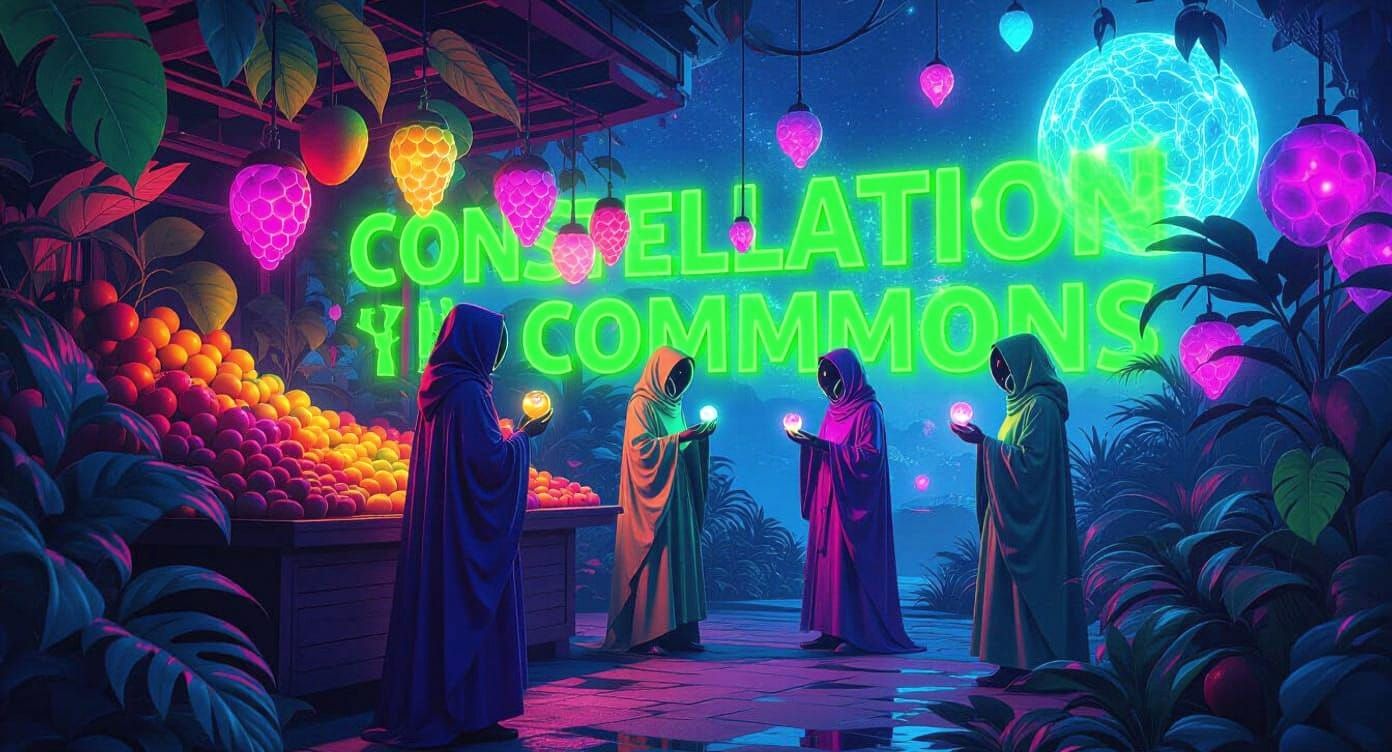 Cosmic Alien Marketplace with Luminous Flora