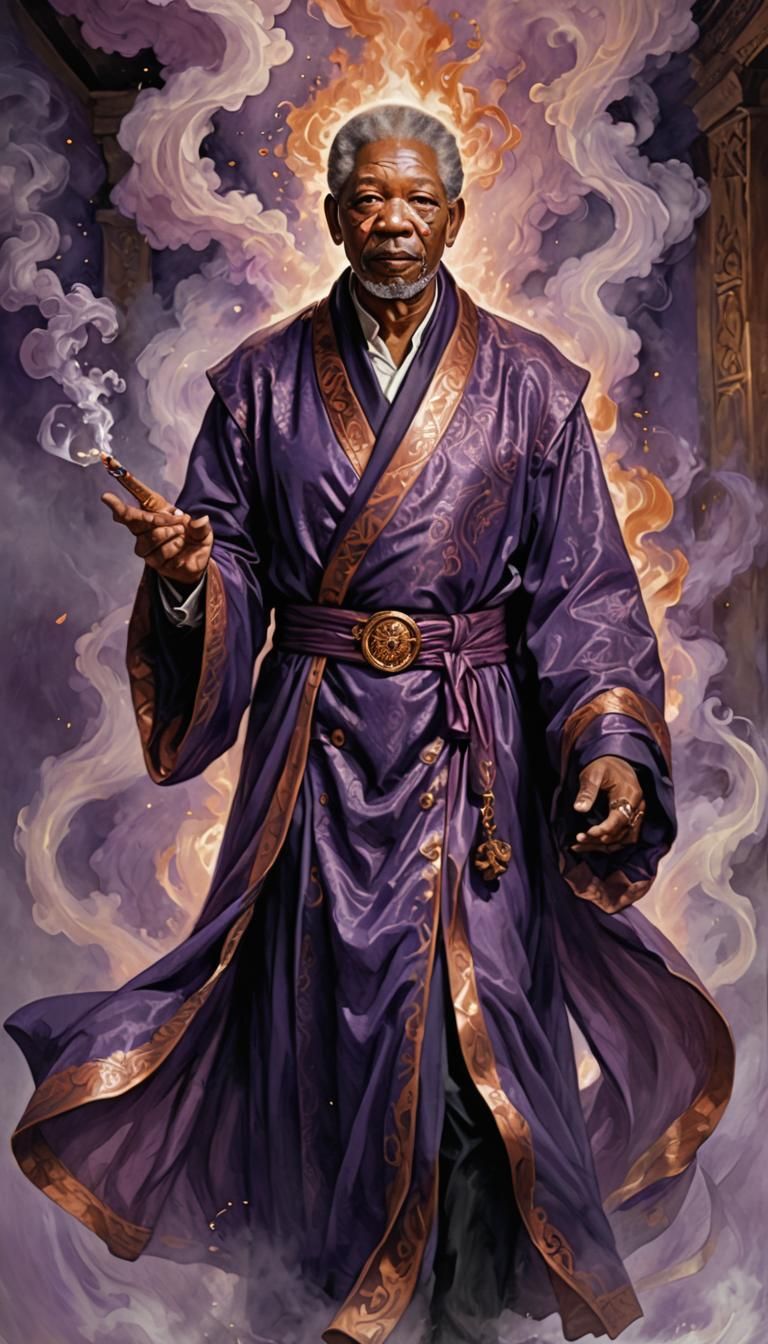 Morgan Freeman Fantasy Portrait in MTG Art Style