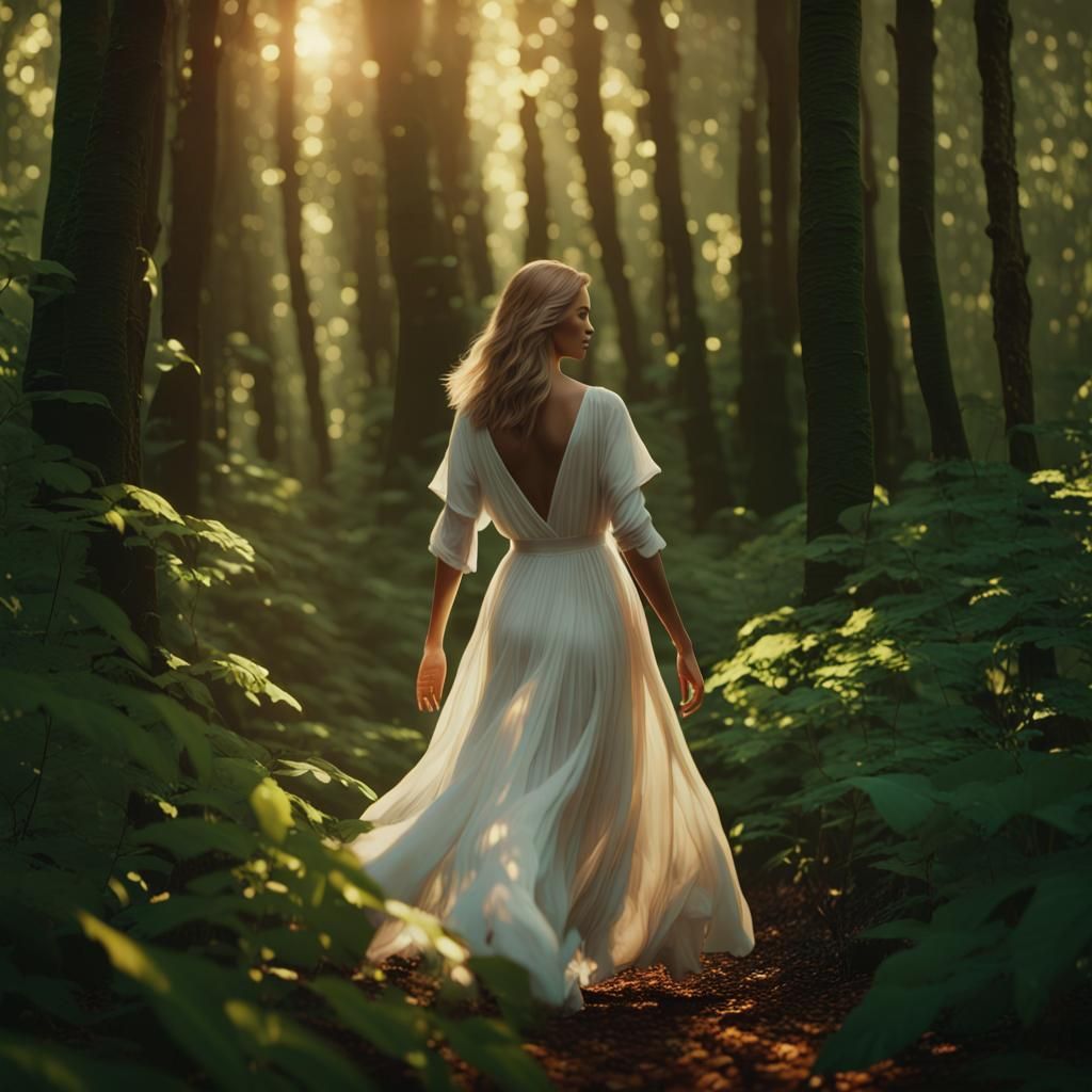 Woman in Forest: Hyper-Detailed Unity, 8K