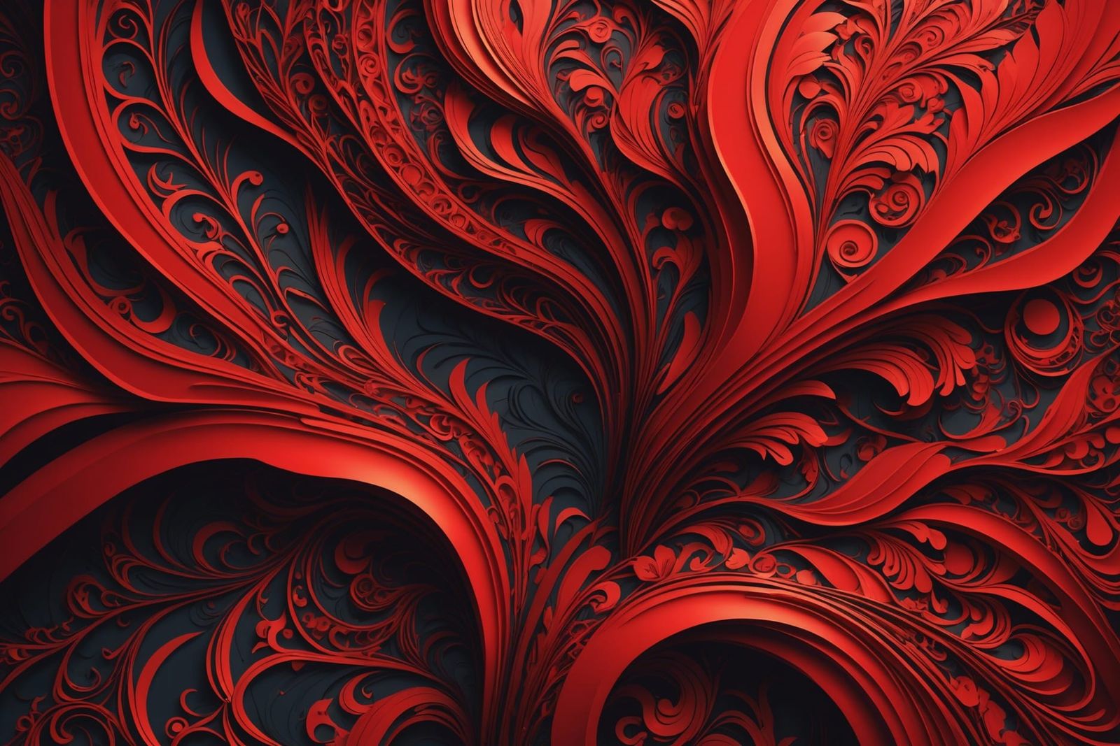 Vibrant Abstract in Red Hues: Digital Art