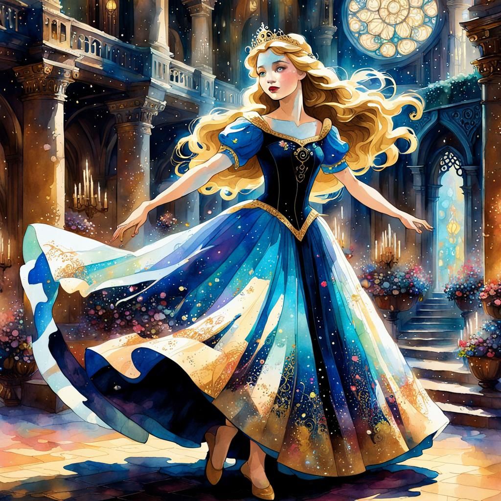 Princess Aurora Dancing: Fantasy Digital Painting