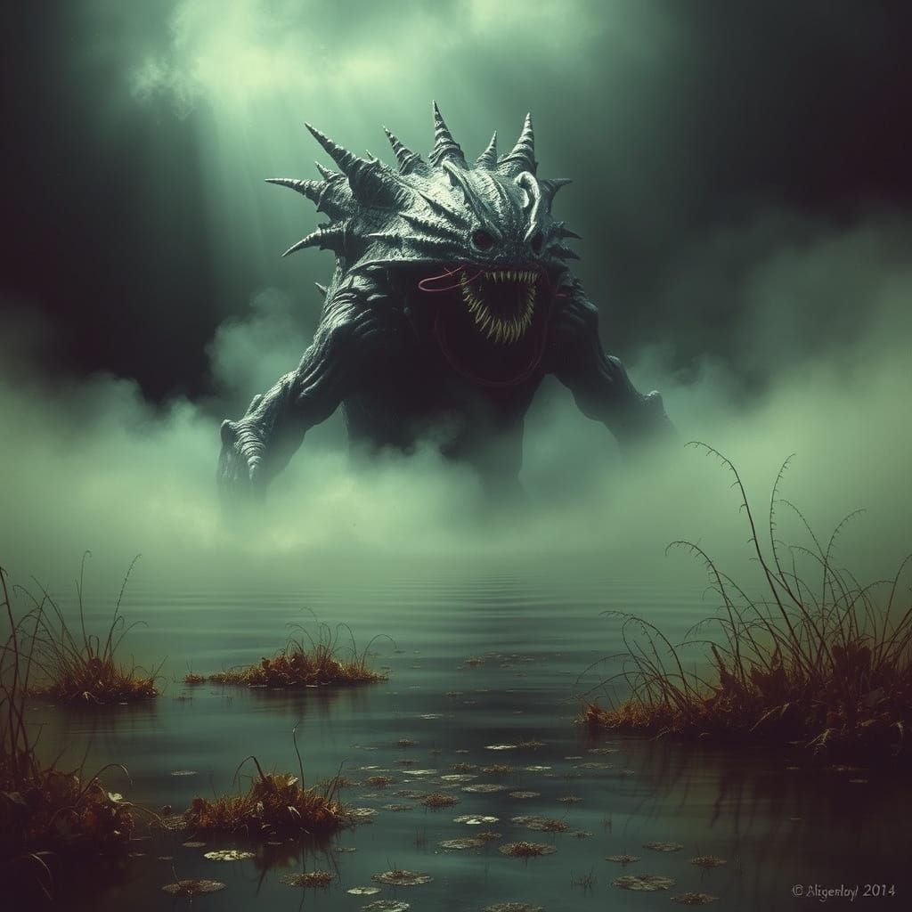 Terrifying Biomechanical Monster Emerges from Murky Lake