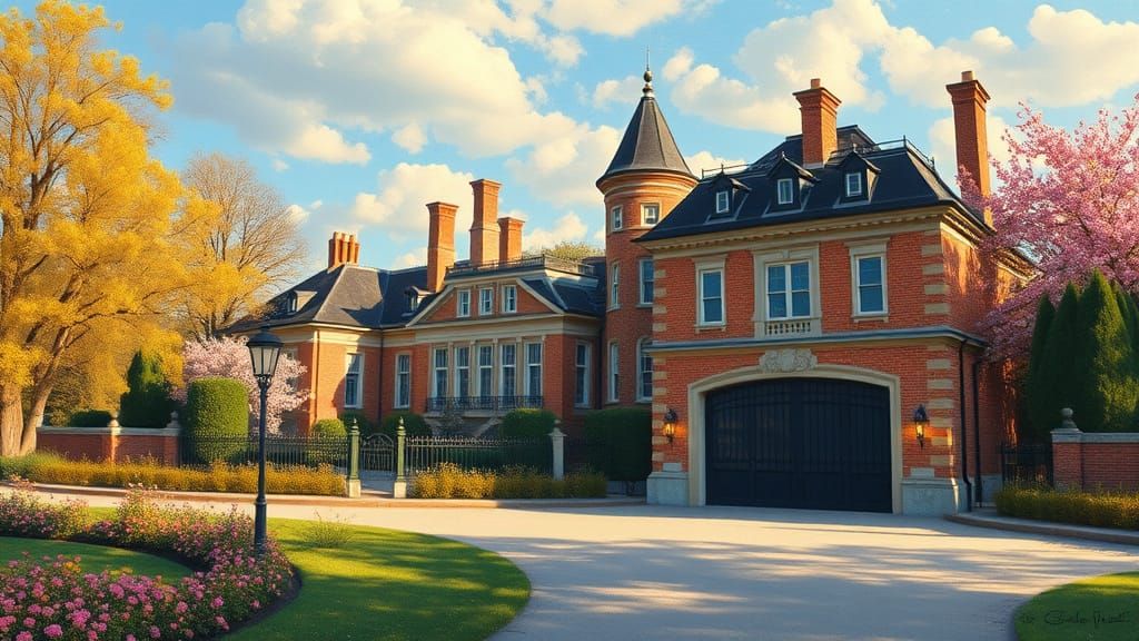 Grand Chateau in Golden Afternoon Light