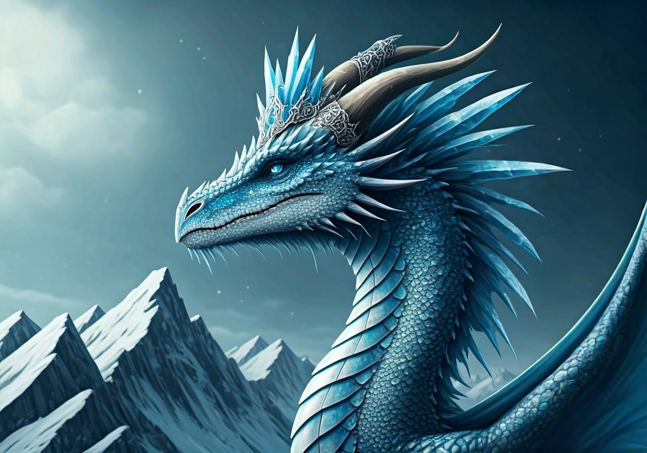 Majestic Ice Dragon Queen with Crystal Crown