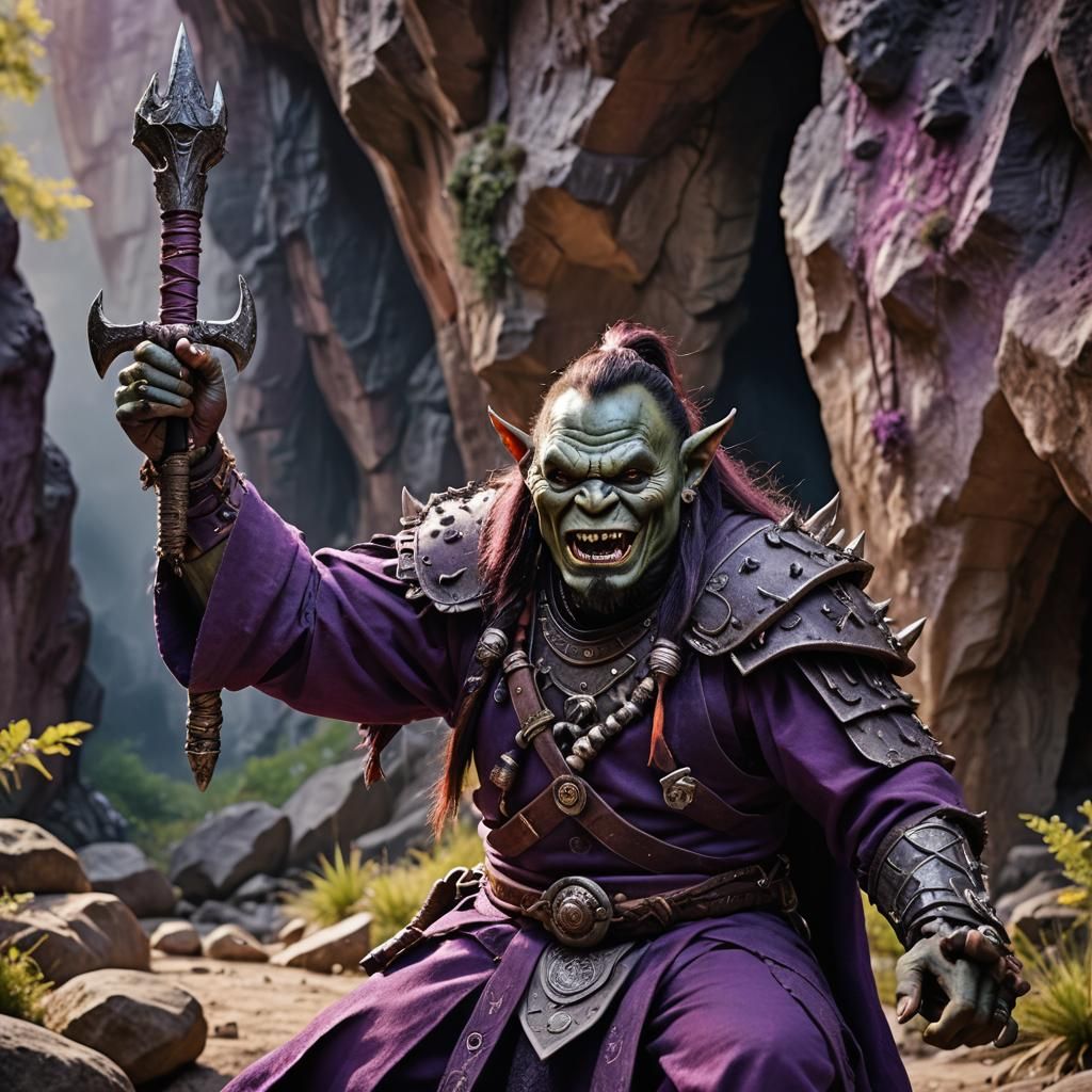 Orc Shaman Portrait with Spider Cave Backdrop