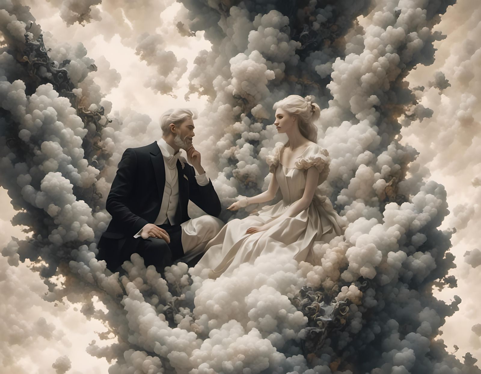 Surreal Faerie Cowboy Couple in Dystopian Dreamscape