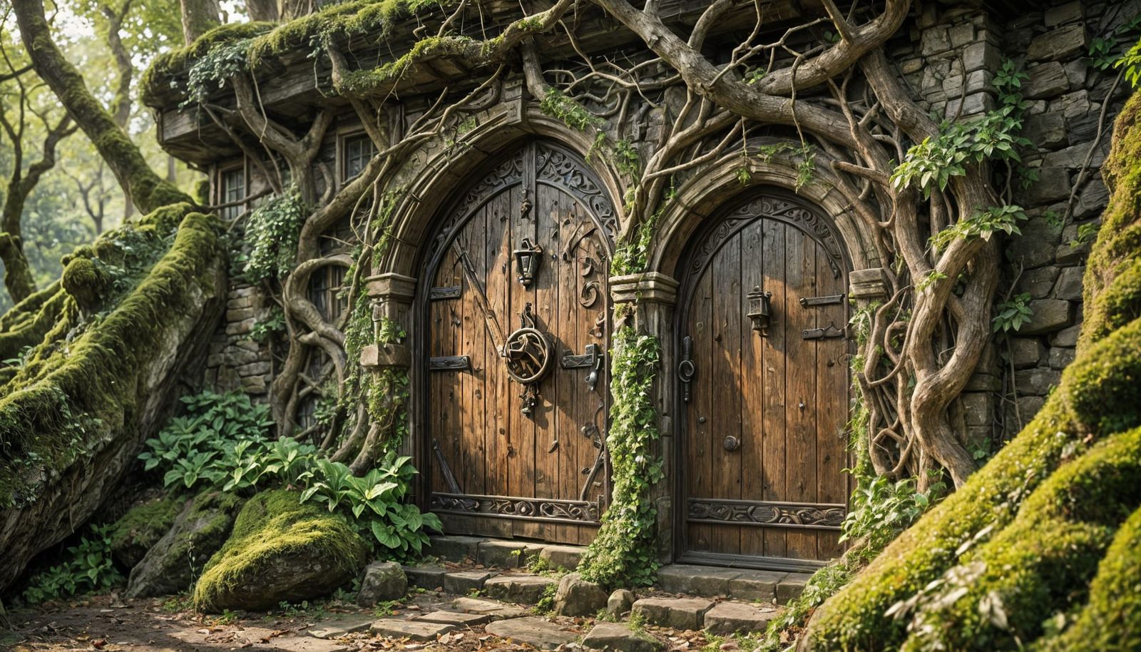 Rustic Elven House Built Into Cliffside