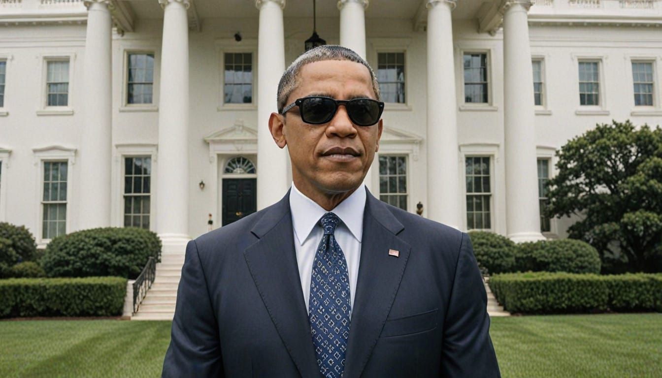 Confident President Obama Outside the White House in Trendy...