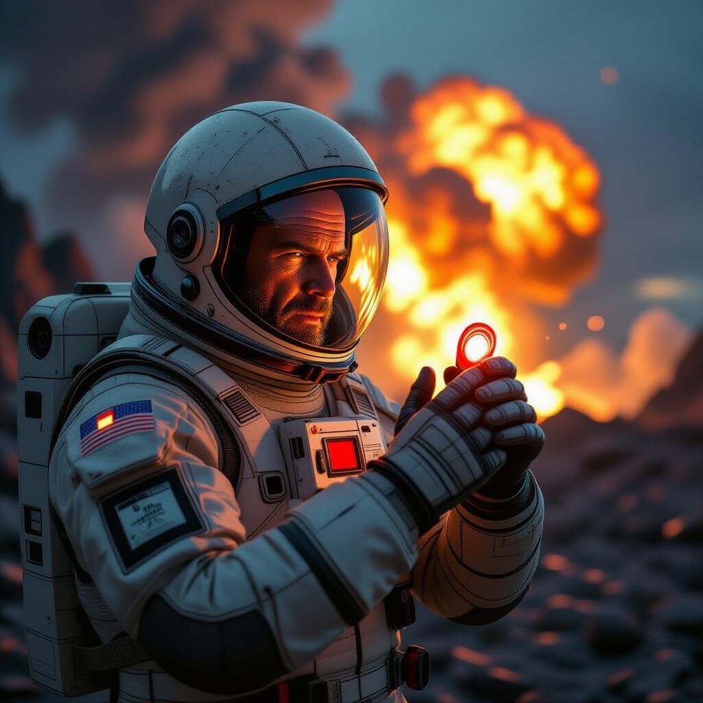 Astronaut Ignites Apocalyptic Explosion in Dystopian Future
