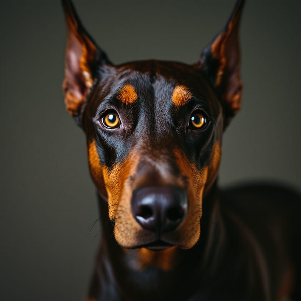 Doberman Pinscher Portrait in Photorealistic Style
