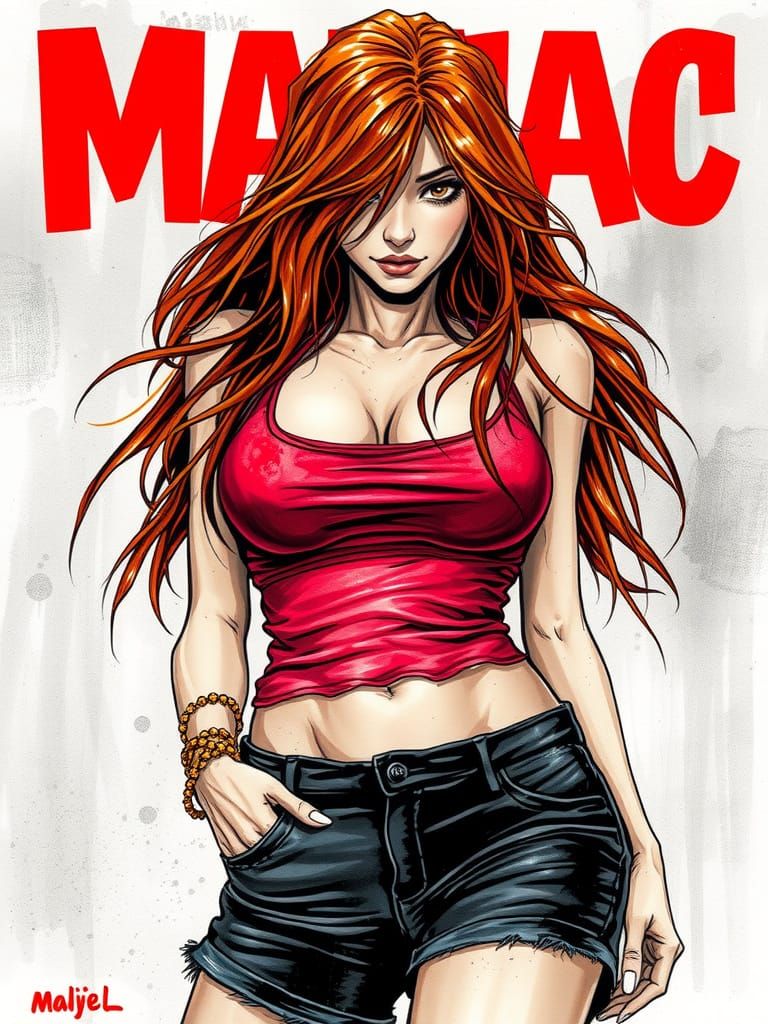 Italian Woman in Graphic Novel Style