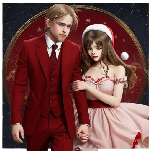 Romantic Christmas Scene in Anime Style