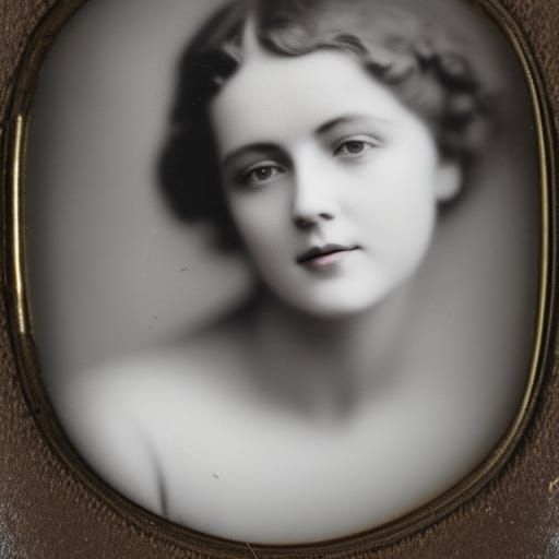 Vintage Sepia Portrait Inside an Old Locket