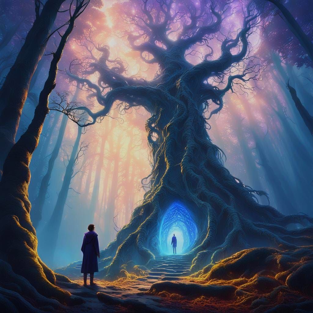 Fantastical Future Gateway in Deep, Vibrant Colors