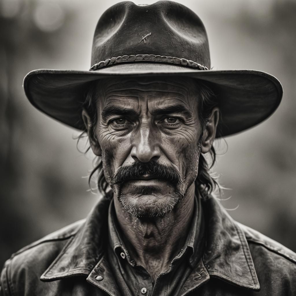 Rugged Cowboy Portrait in Ambient Light