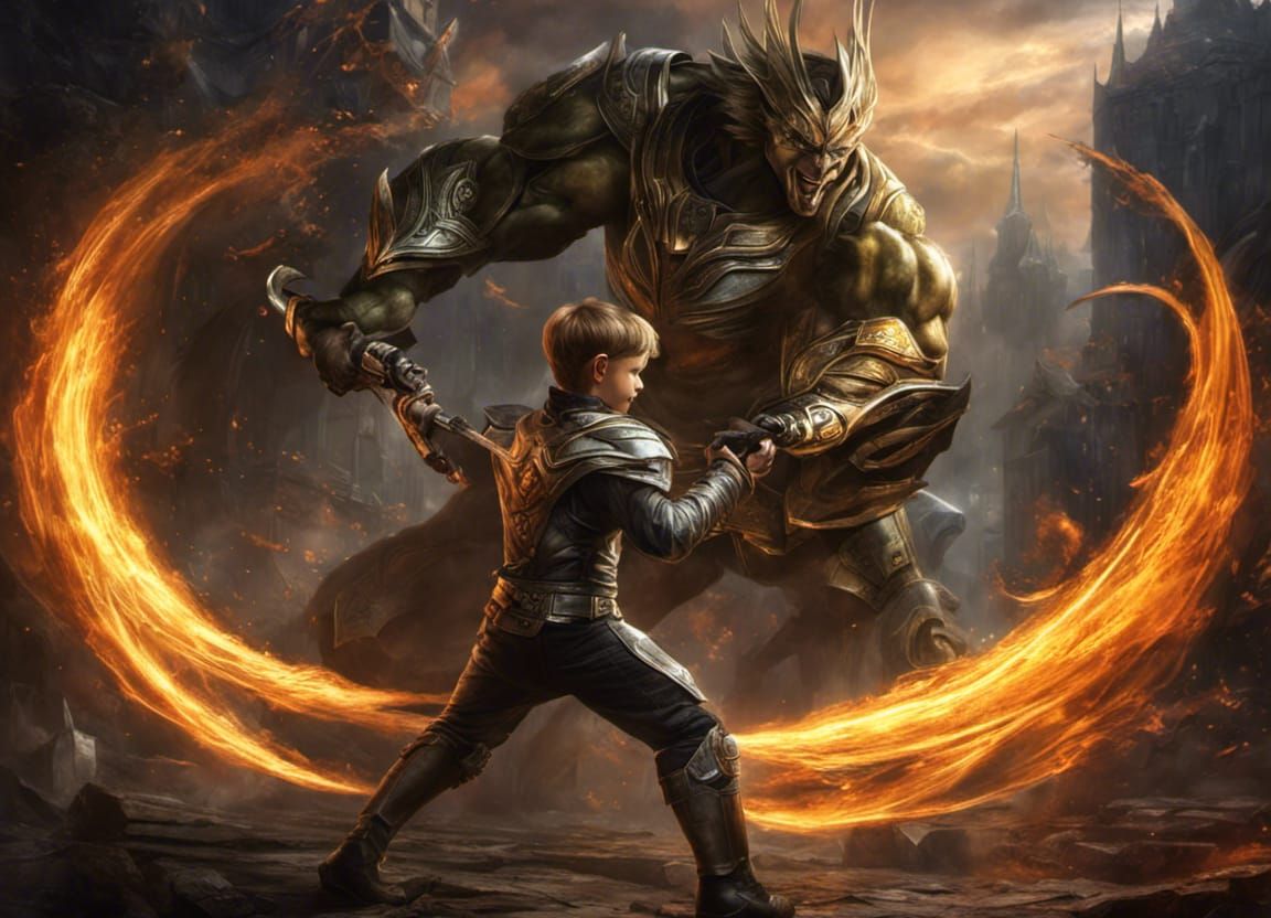 Boy with Energy Superpowers Lifts Villain