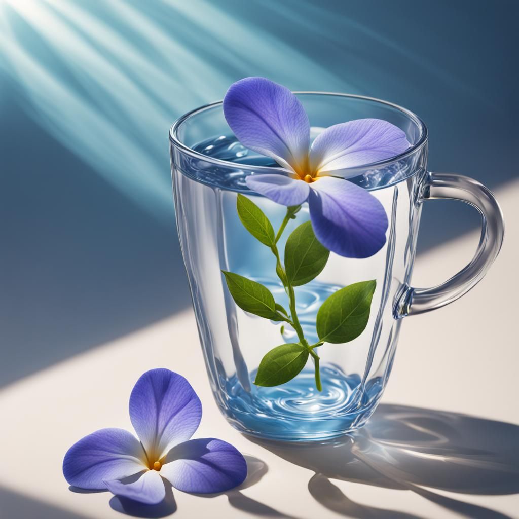 Periwinkle Flower in Glass Cup Splash Art