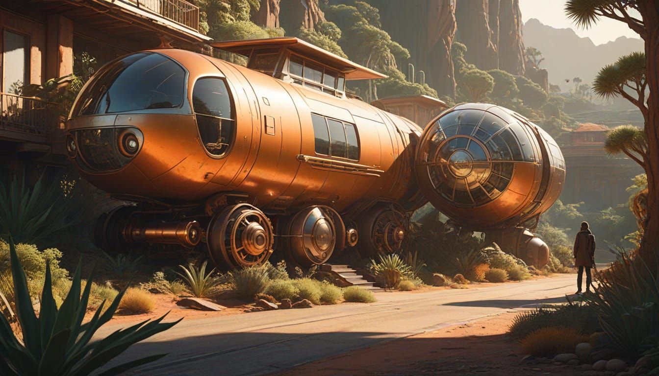 Whimsical Eco-Futuristic Village in Earthy Tones