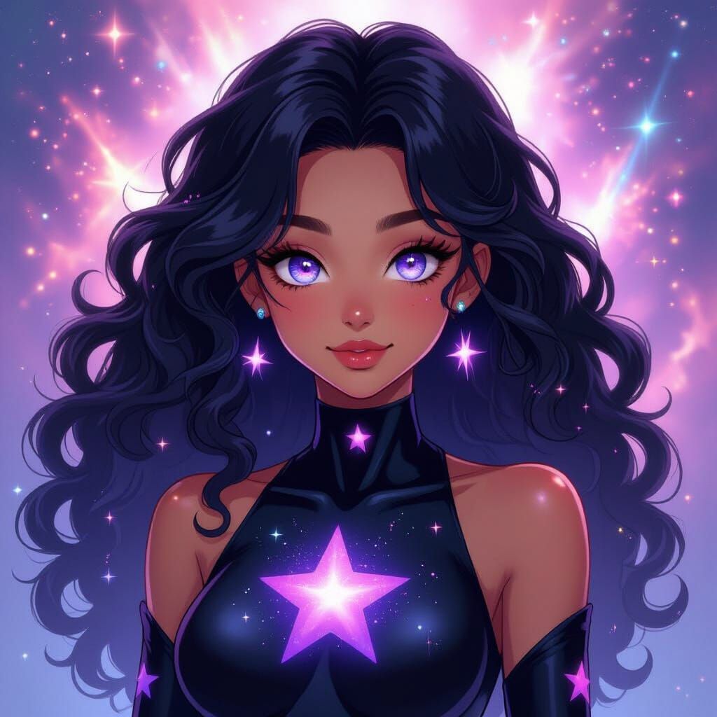 Black Woman with Galaxy Quirk and Star Costume