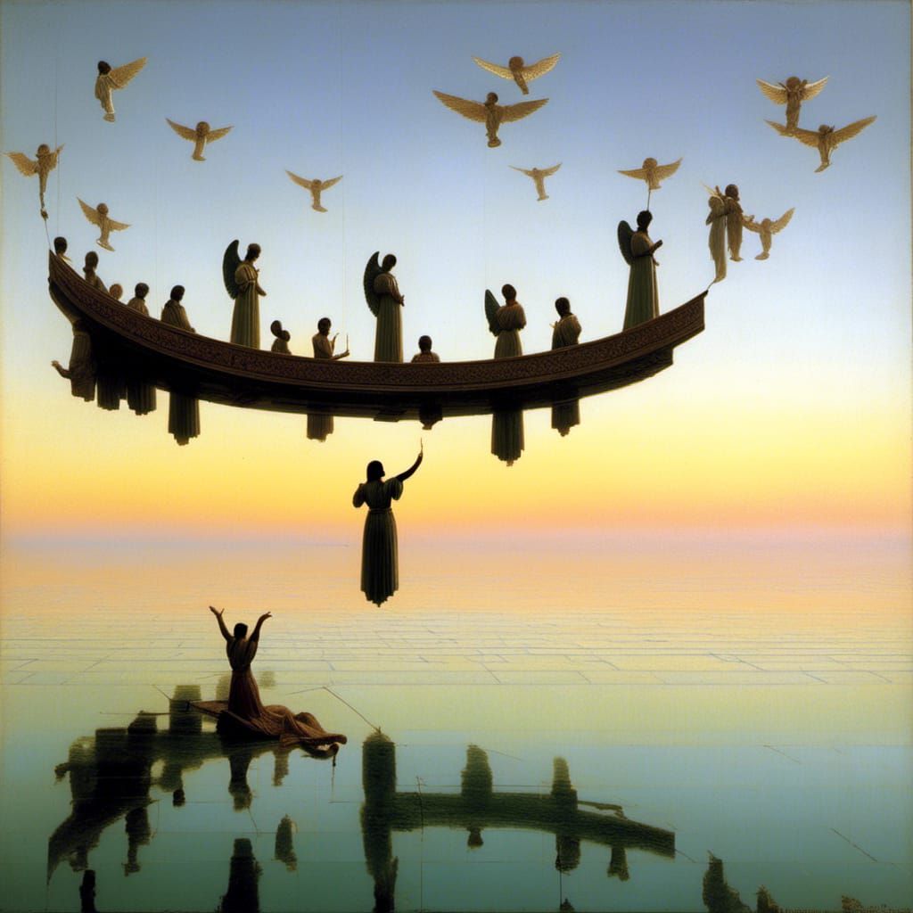 Angels Ascending in Academic Art Style