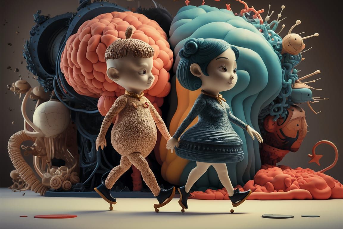 Whimsical Anthropomorphic Characters in Surreal Photograph