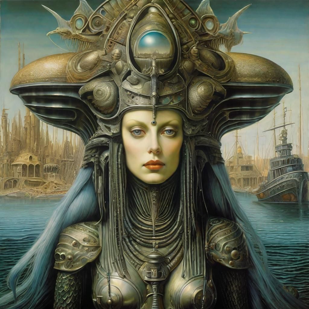 Cryptid Mermaid in Post-Apocalyptic Wonderland Harbor