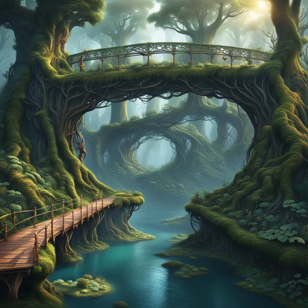 Living Root Bridges of India: Fantasy Concept Art