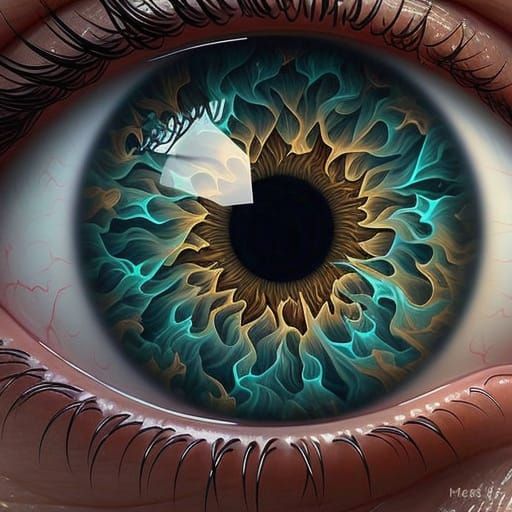 Hyper-Realistic Eye Painting in Vibrant, Futuristic Colors