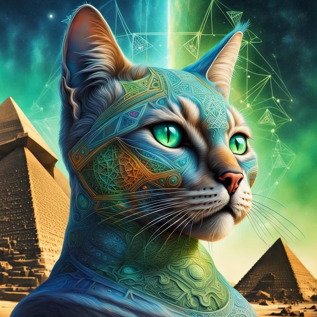 Alien Cat Creature in Hyperrealistic Splash Art