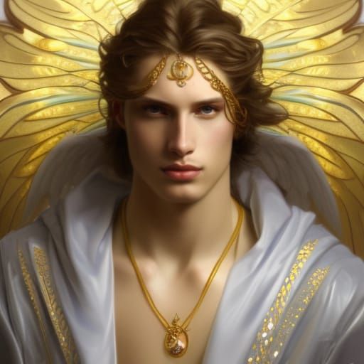 Heavenly Prince in Gold and Blue Robe
