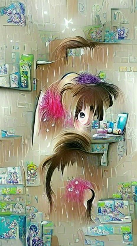 Anime Style Caregiver Shampooing Hair