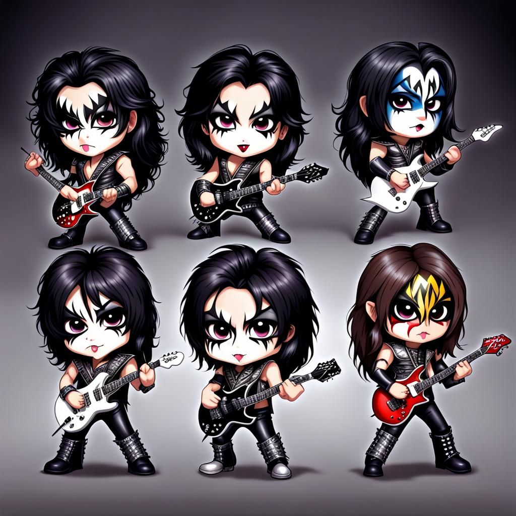 KISS Rock Band in Chibi Style
