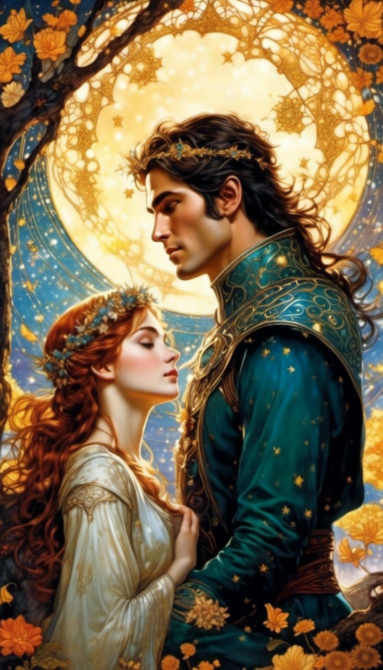 Dwarf and Elf Lovers in Fantasy Portrait