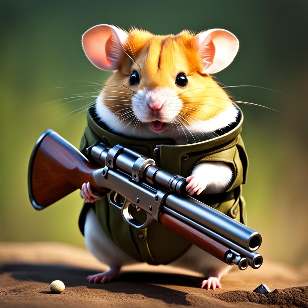 Hamster with Double-Barrel Shotgun