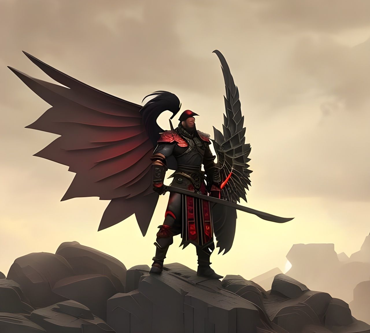 Epic Dark Fantasy Yin Yang Elf Crow Angel