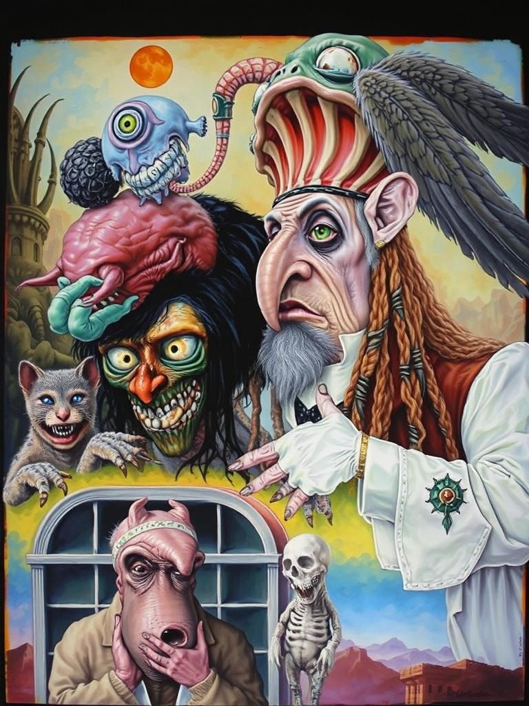 Pippi Longstocking's Cryptid Wedding: Surreal Digital Art