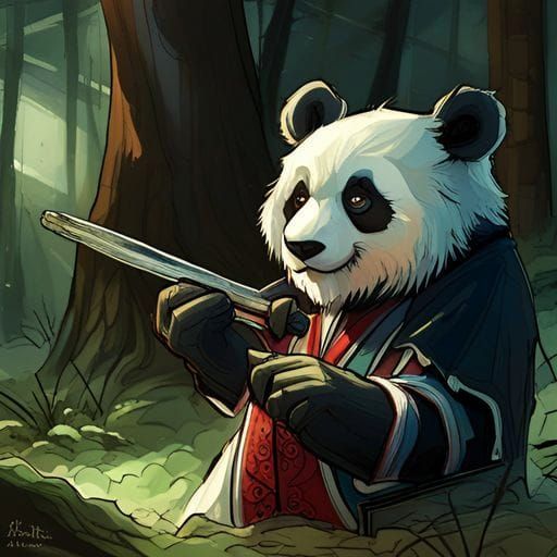 Panda Samurai Warrior