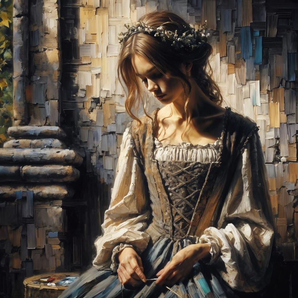 Impasto Portrait of a Young Woman