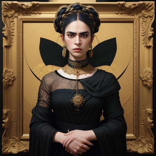 A Woman in Elegant Obedience, in the Style of Golden Renaiss...