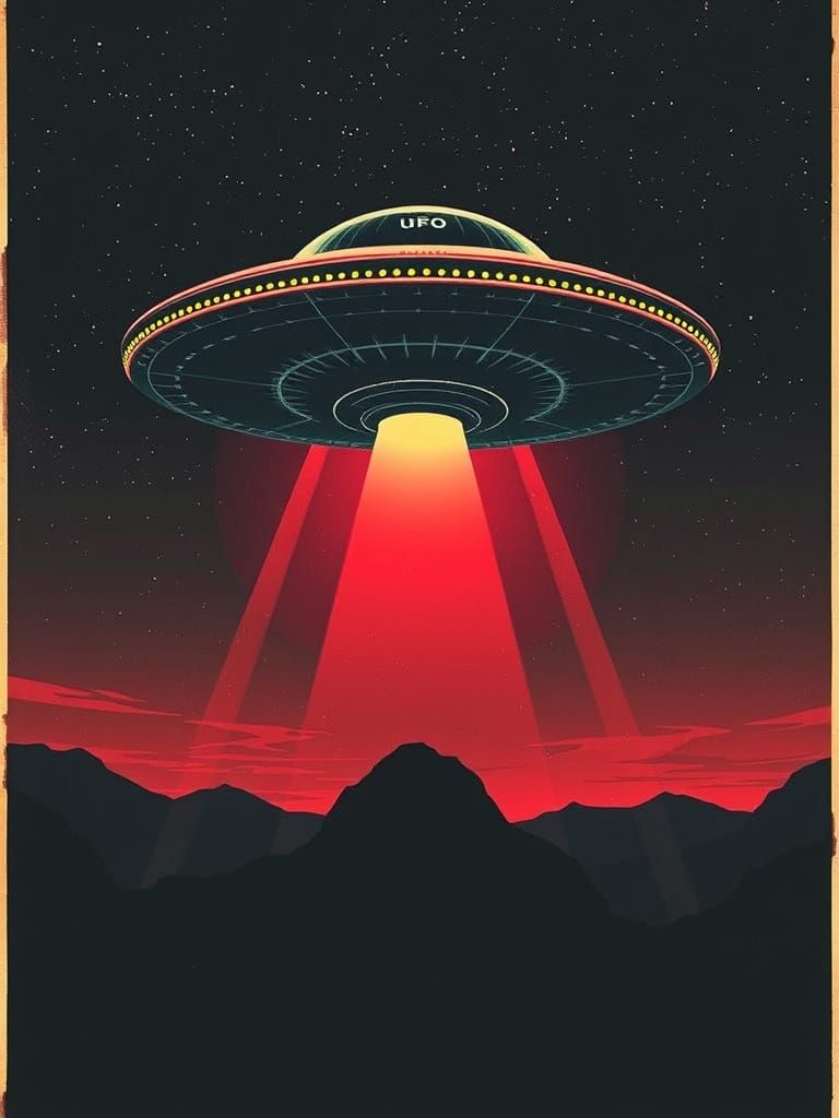 Surreal Film Noir Poster Featuring a UFO