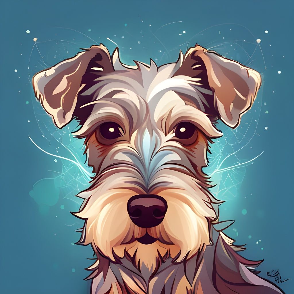 Detailed Schnauzer Portrait in Blue Pastel