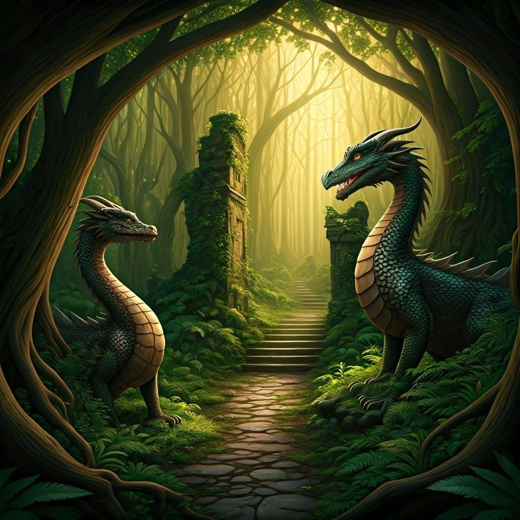 Dragons in an Ancient Fantasy Realm
