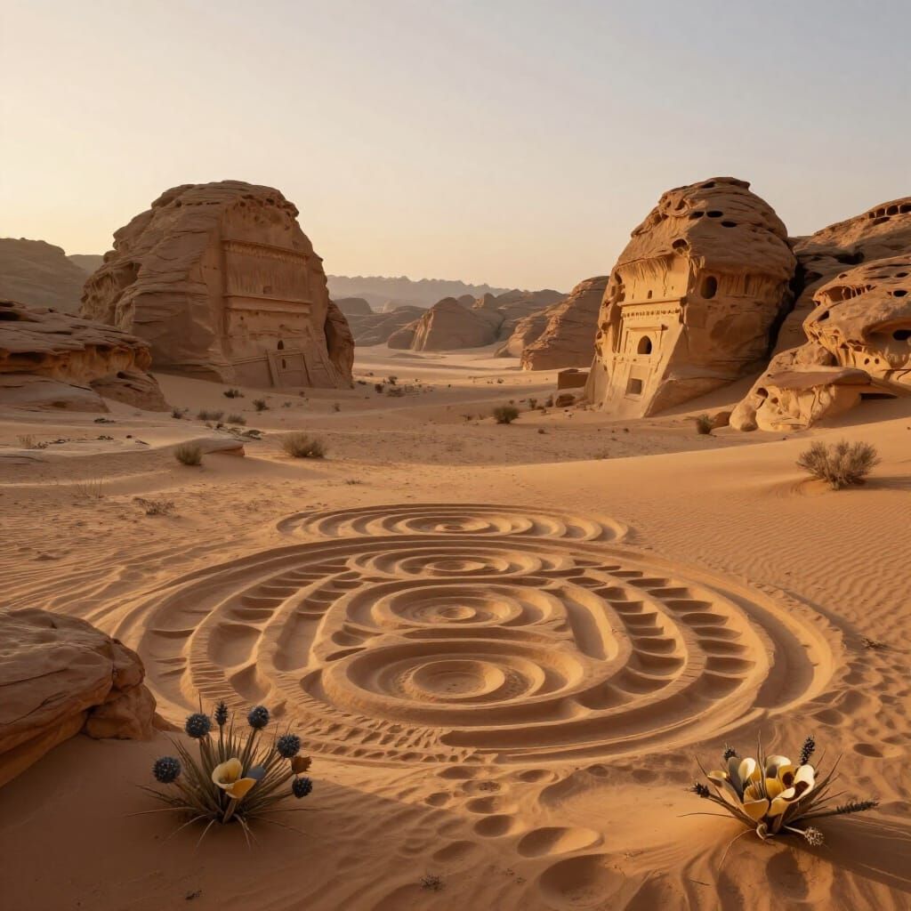 Desert Dawn Architectural Sandstone Formations at Sunrise