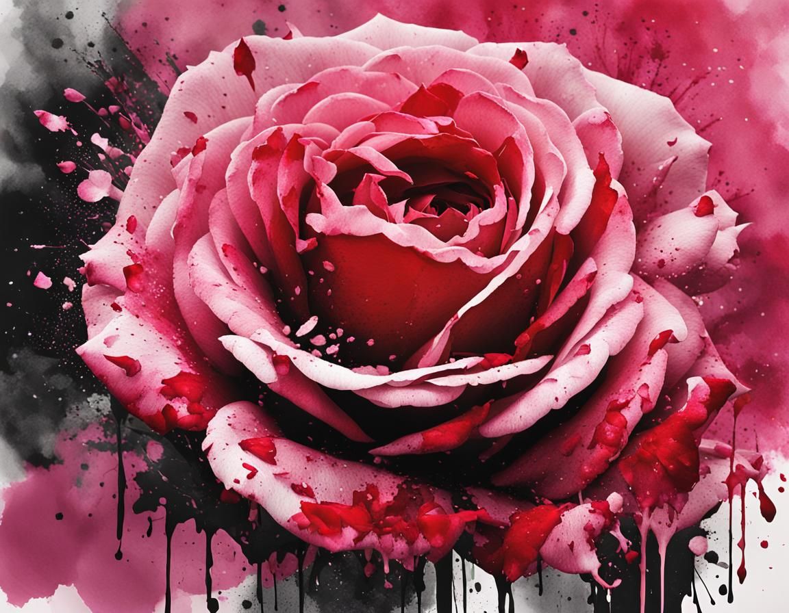 Ink Splatter Rose: A Blooming Explosion