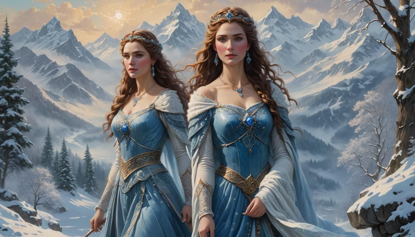 Skadi, Goddess of Winter, in Snowy Landscape