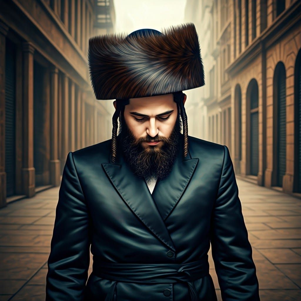 Hasidic Man in Shtreimel Hat Concept Art