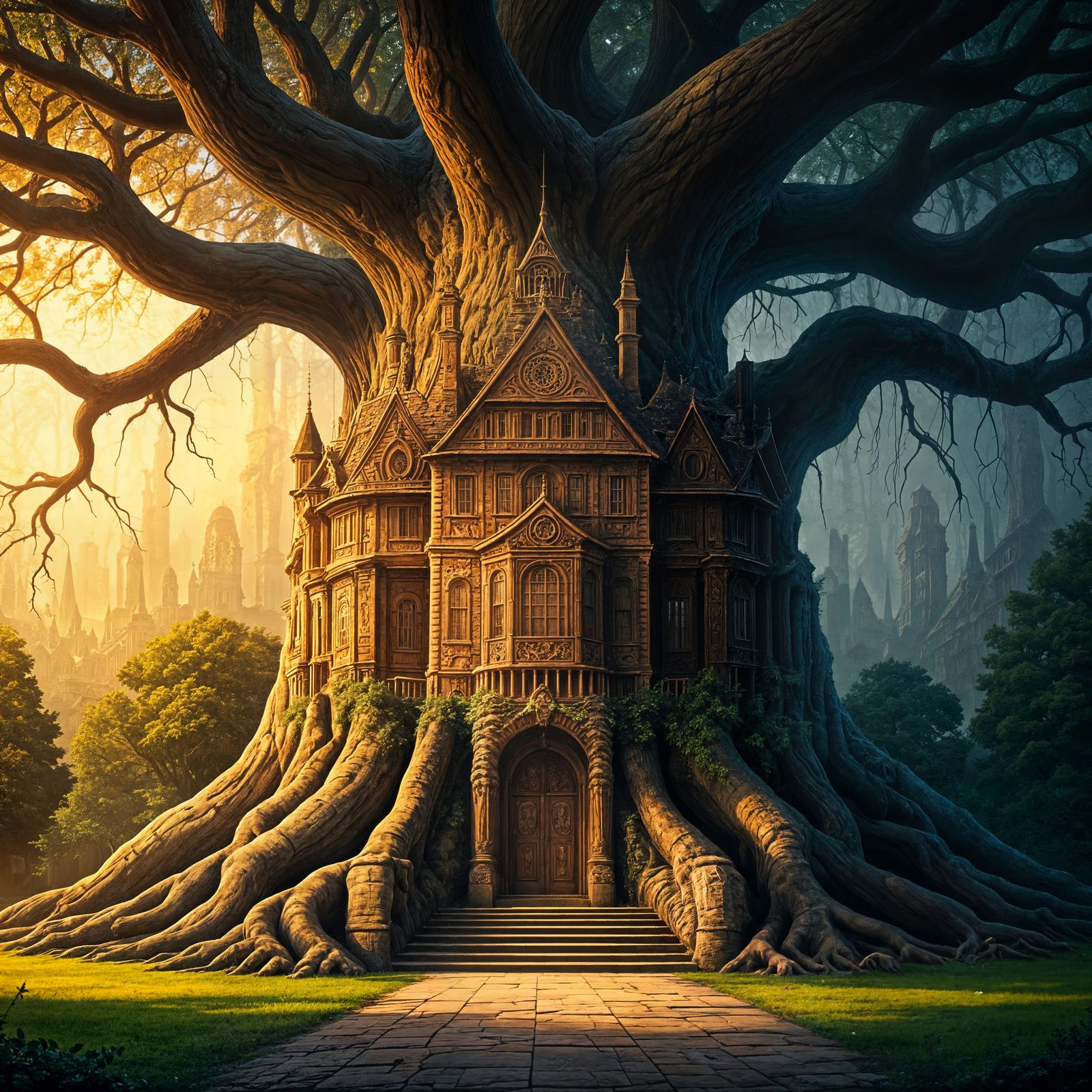 Miniature Mansion Treehouse in Estate Yard