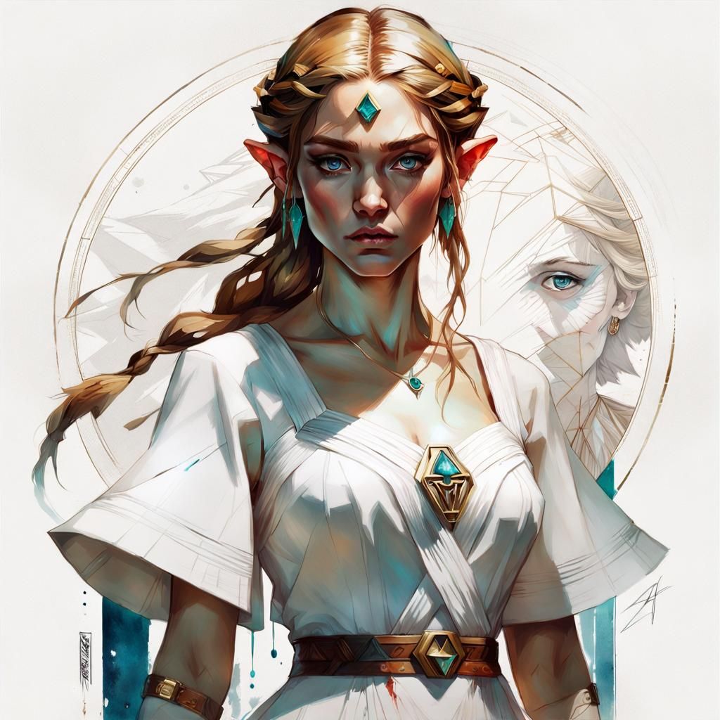 Zelda Portrait in Hyperrealistic Digital Art Style