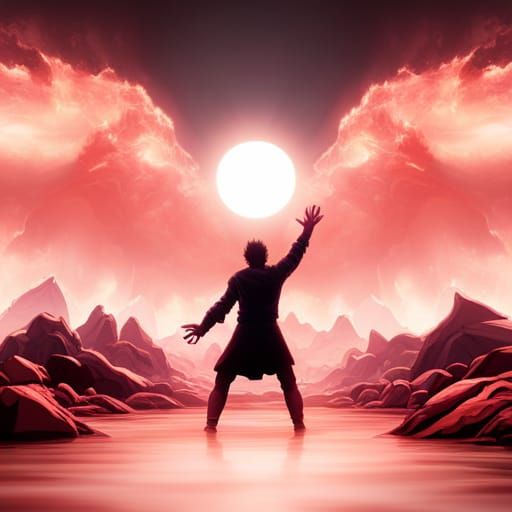 Silhouette of Rage in Red Light