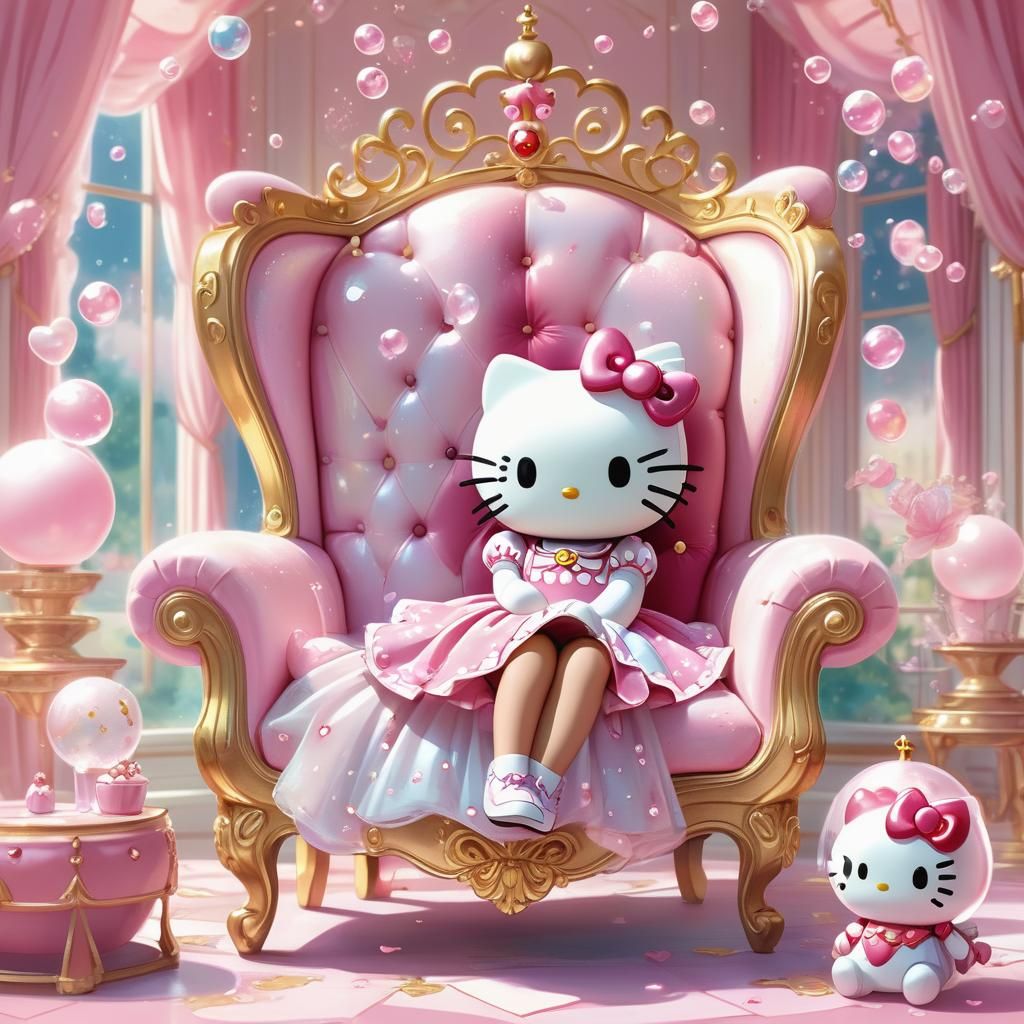 Hello Kitty as Princess in 3D Rendered Fantasy Art
